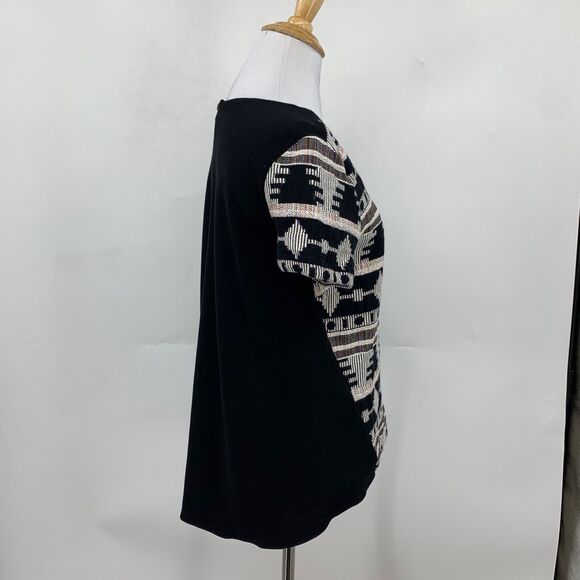 Sunday in Brooklyn Top Women S Small Black Ellery Woven Knit Aztec Anthropologie - Picture 4 of 14